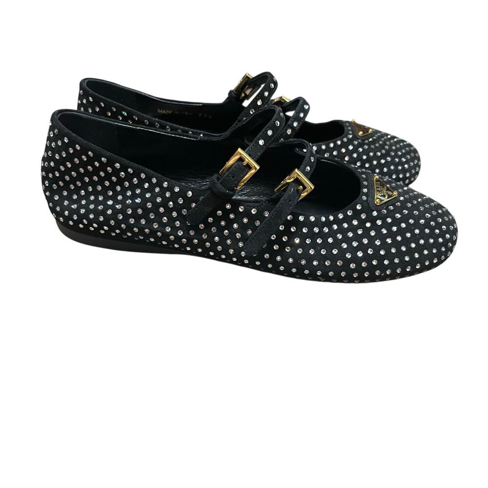 Prada Suede Ballerinas with Crystals Size 37.5 - Picture 4 of 16
